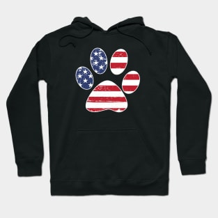 Dog Paw Print, American Flag Hoodie